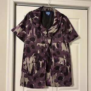 SIMPLYVERA VERA WANG Sz XL Watercolor Purple Short Sleeve Jacket/Coat